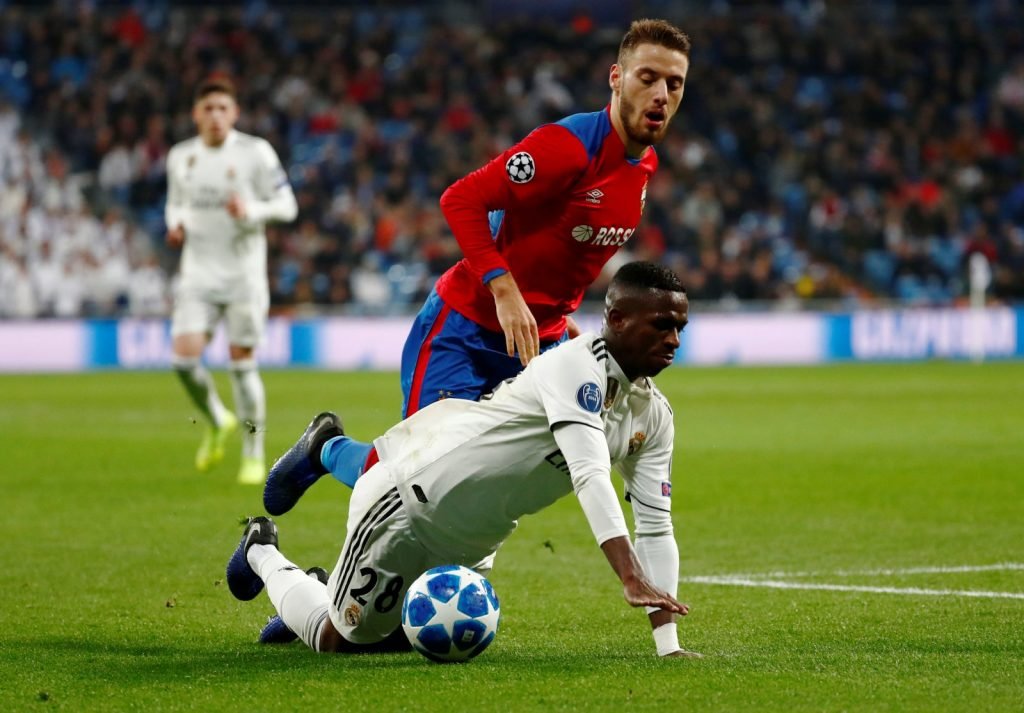 Everton-owned Nikola Vlasic against Real Madrid while on loan with CSKA Moscow