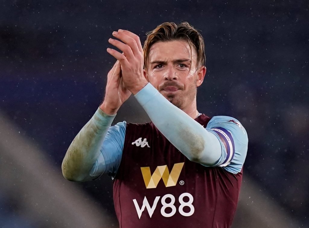 Aston Villa's Jack Grealish applauds the fans after the Carabao Cup Semi-Final First Leg vs Leicester City