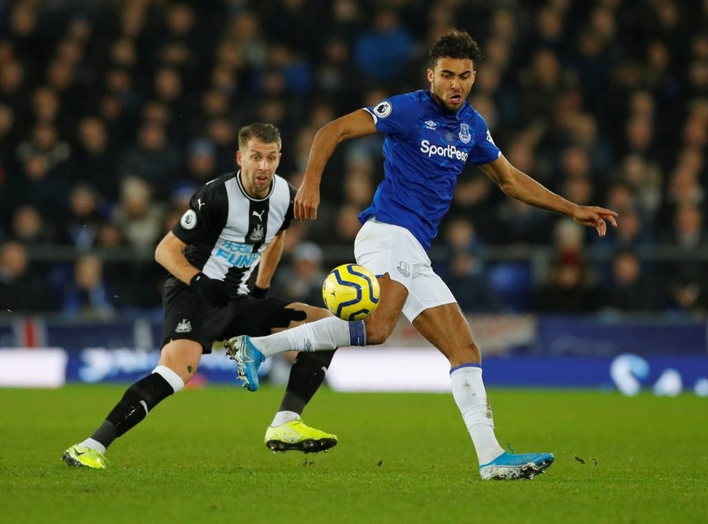 Everton's Dominic Calvert-Lewin in action v Newcastle United