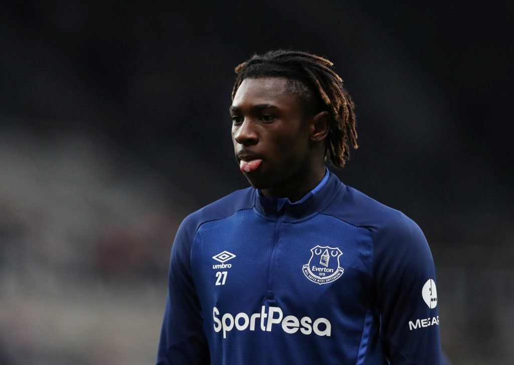 Everton's Moise Kean during the warm up before the Newcastle match