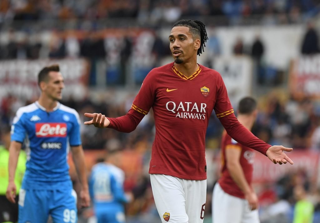 AS Roma's Chris Smalling looks dejected v SSC Napoli