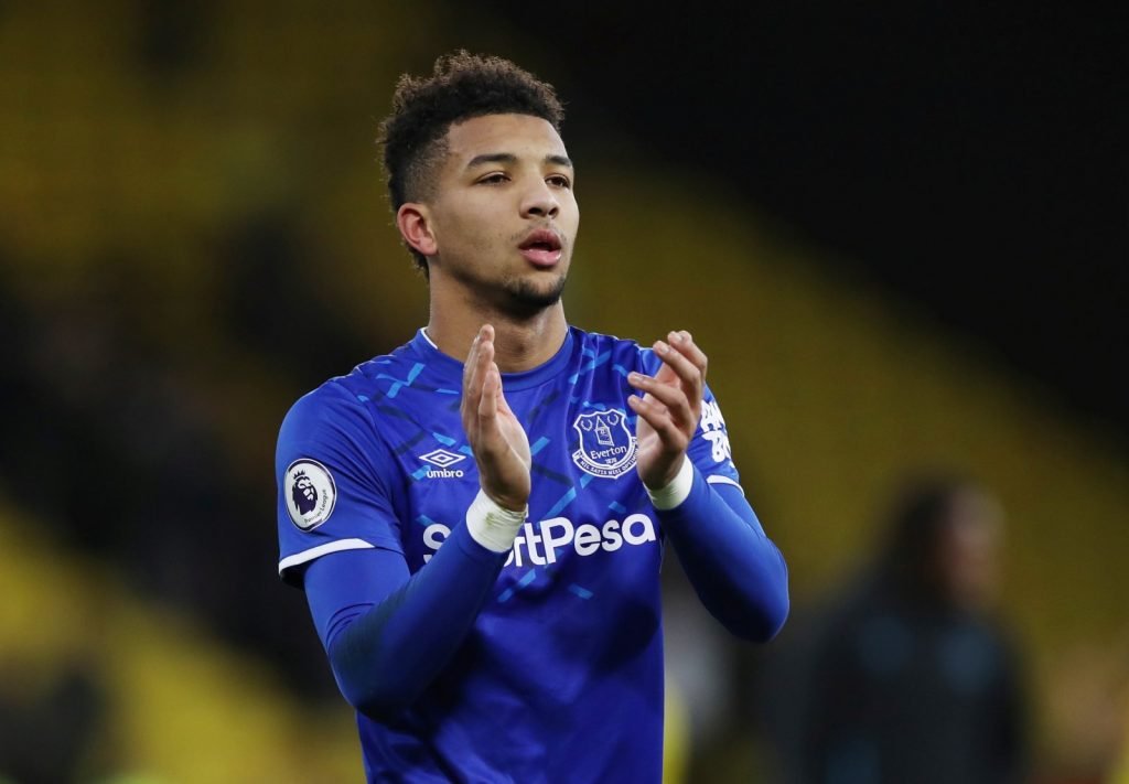 Everton's Mason Holgate applauds the fans after the Watford match