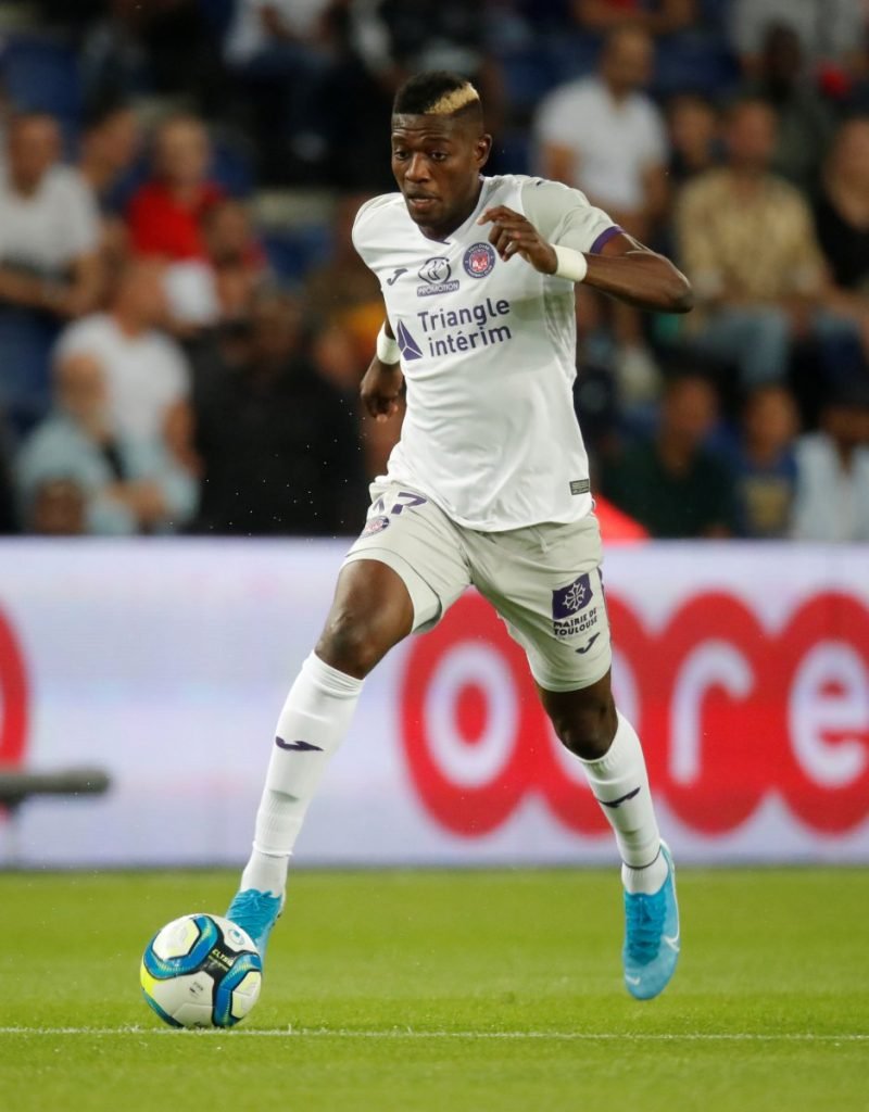 Toulouse's Ibrahim Sangare in action v Paris St Germain