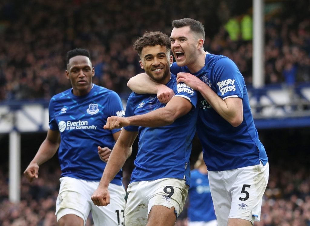 Keane and Calvert-Lewin celebrate Everton goal