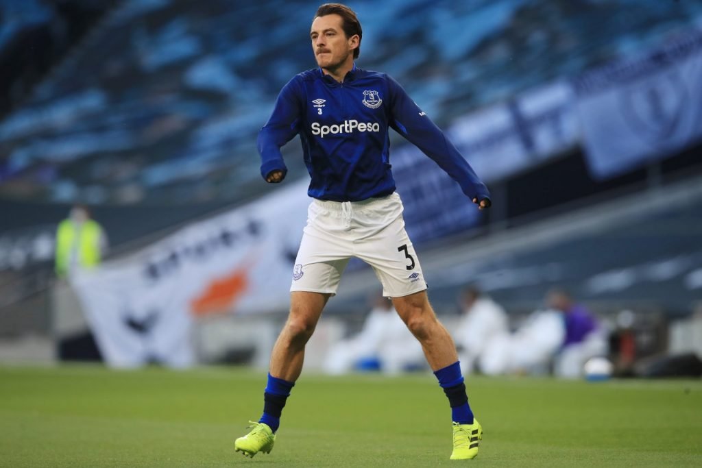 Everton's Leighton Baines during the warm up before the Tottenham Hotspur match