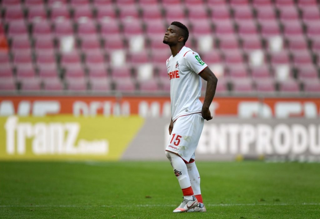 Cologne's Jhon Cordoba looks dejected after the 1. FC Union Berlin match