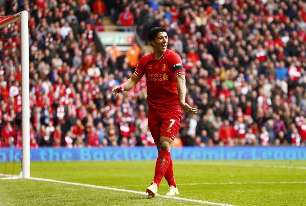 Liverpool's Luis Suarez looks dejected after a goal is disallowed for offside v Manchester City