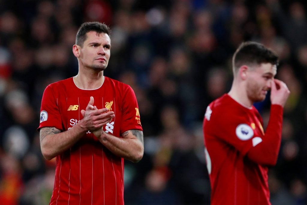 Liverpool's Dejan Lovren looks dejected at the end of the Watford match