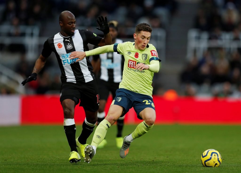 Bournemouth's Harry Wilson in action with Newcastle United's Jetro Willems