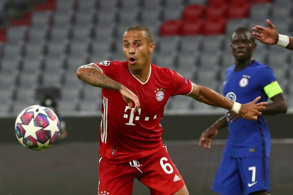 Bayern-Munich's-Thiago-in-action-as-play-resumes-behind-closed-doors
