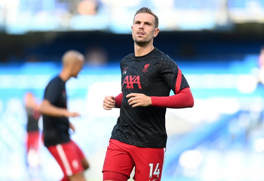 Liverpool's-Jordan-Henderson-during-the-warm-up-before-the-match