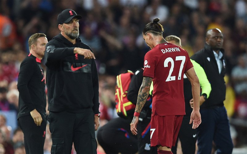 Image for “Definitely the wrong reaction”: Jurgen Klopp weighs in on Darwin Nunez red card against Crystal Palace