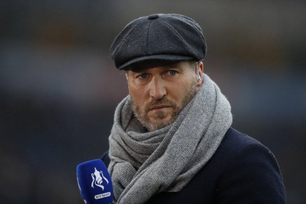 Former footballer Robbie Savage working as a pundit for BT Sport ahead of a FA Cup match