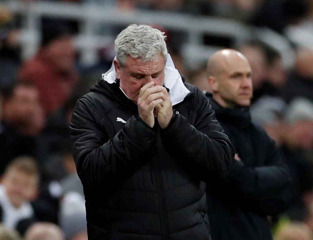 Newcastle United manager Steve Bruce reacts v Chelsea