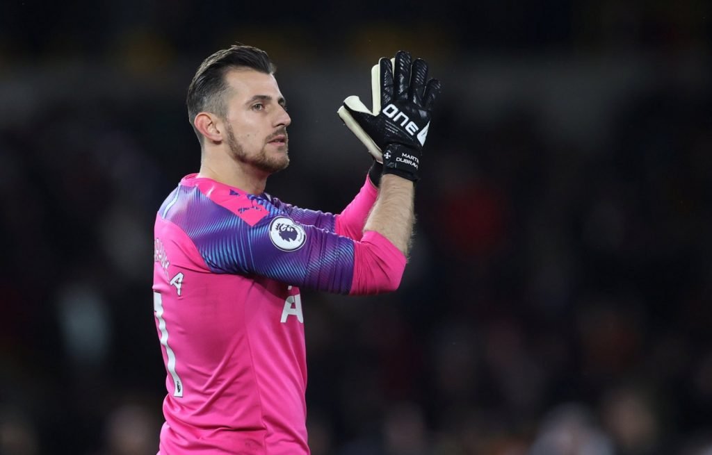 Newcastle United's Martin Dubravka applauds fans at the end of the Wolverhampton Wanderers match