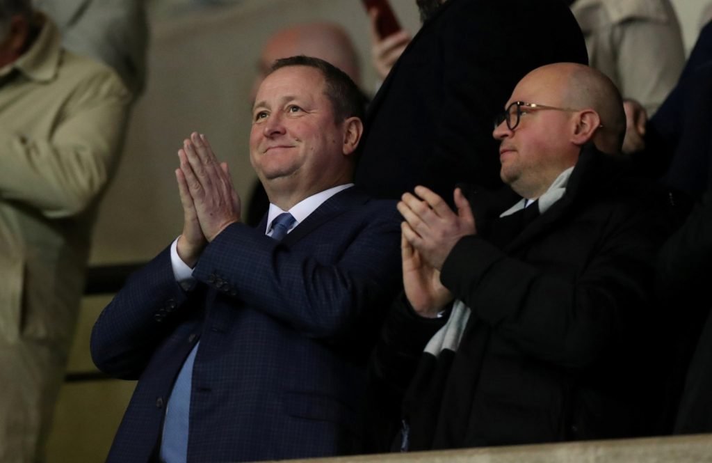 Newcastle United owner Mike Ashley and managing director Lee Charnley in the stands before the FA Cup Fourth Round Replay vs Oxford United