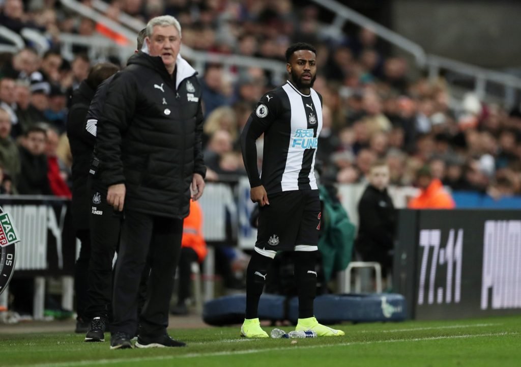 Newcastle United's Danny Rose prepares to come on as a substitute v Norwich