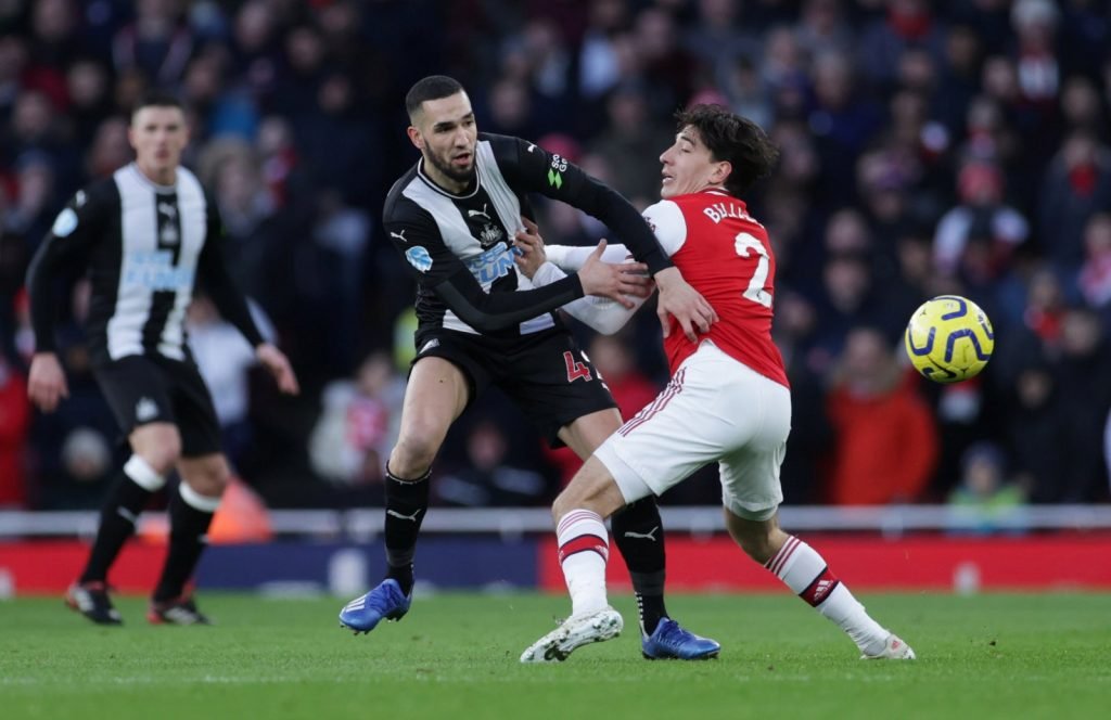 Newcastle United's Nabil Bentaleb in action with Arsenal's Hector Bellerin