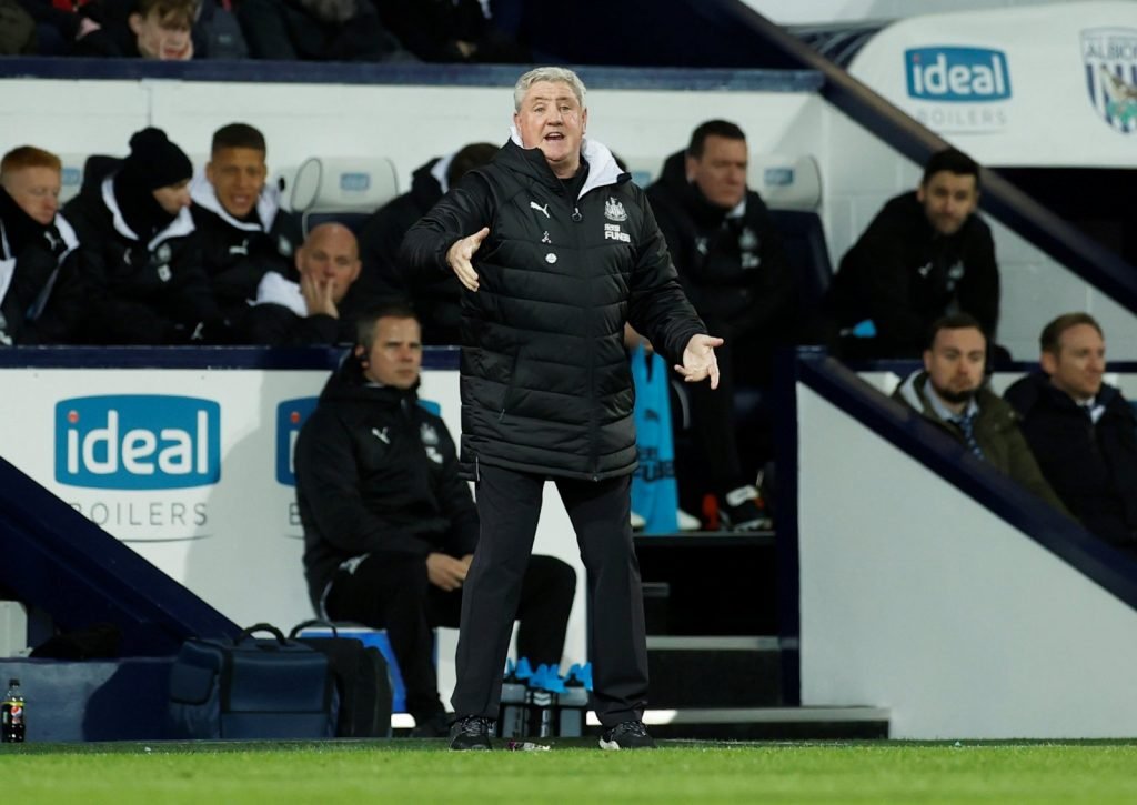 Newcastle United manager Steve Bruce reacts on touchline during FA Cup Fifth Round - West Bromwich Albion