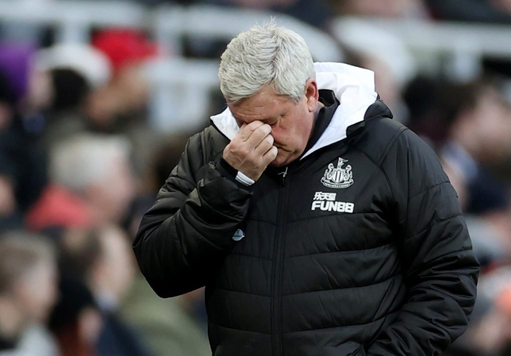 Newcastle United manager Steve Bruce reacts v Burnley