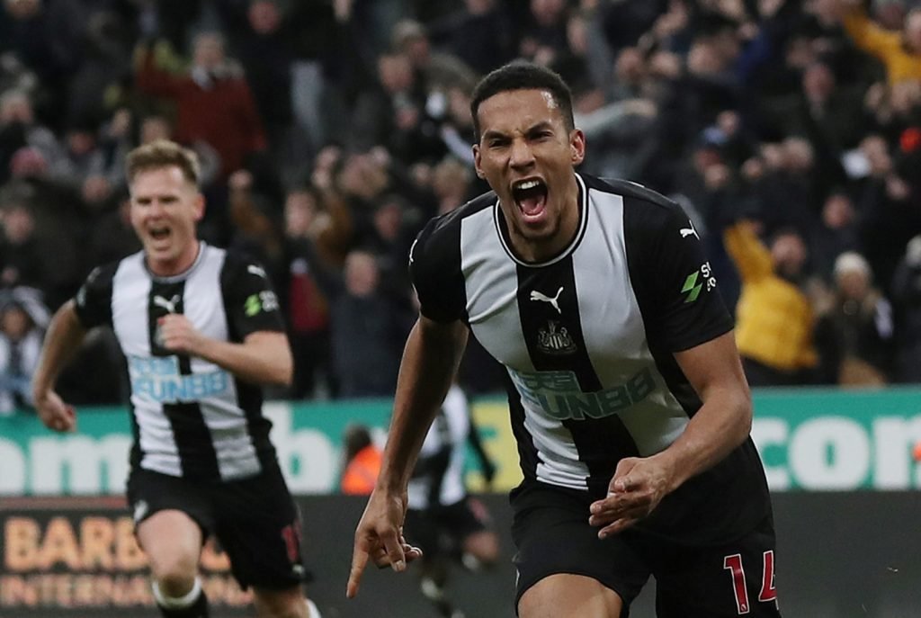 Newcastle United's Isaac Hayden celebrates scoring their first goal v Chelsea