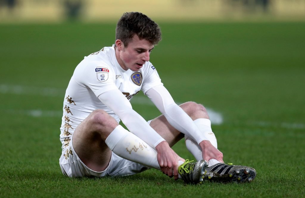 Leeds United's Conor Shaughnessy down injured vs Hull City