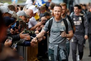 Leeds United's Adam Forshaw arrives at Elland Road before the Swansea City match