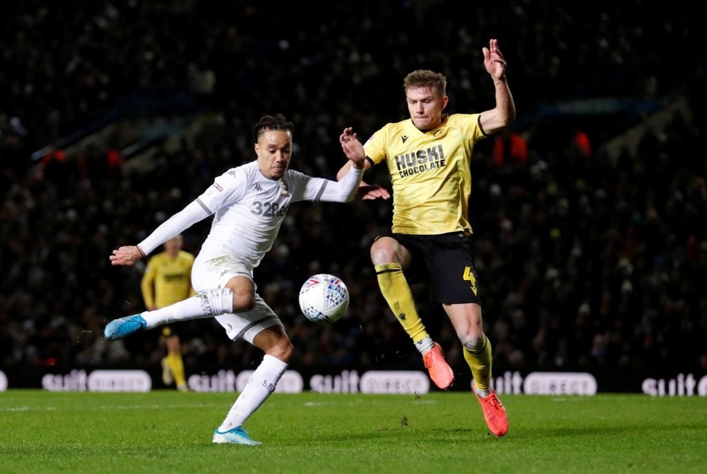 Leeds United's Helder Costa in action with Millwall's Shaun Hutchinson