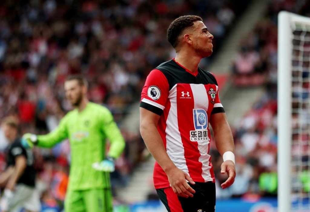 Southampton's Che Adams reacts after a missed chance v Manchester United