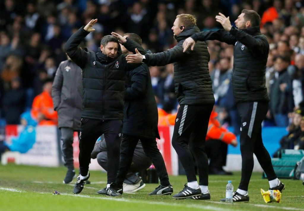 Bristol City manager Lee Johnson reacts as the Robins concede vs Leeds United