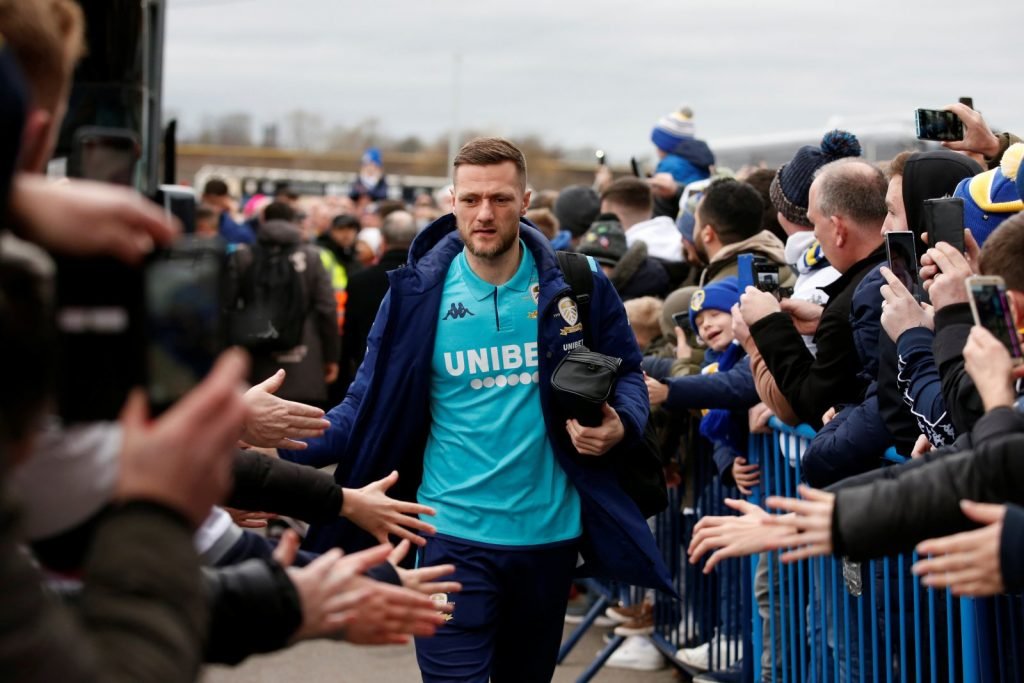 Leeds United's Liam Cooper arrives at Elland Road before the Sheffield Wednesday match