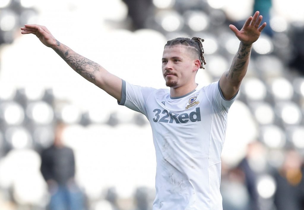 Leeds United's Kalvin Phillips celebrates after the the Hull City match