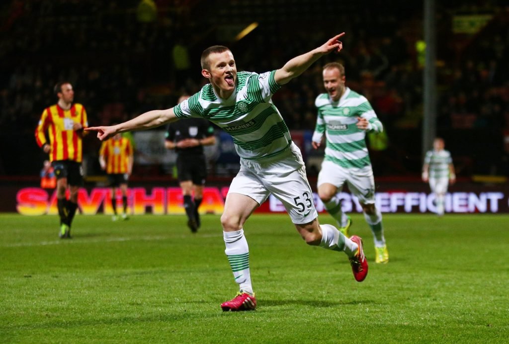Liam Henderson celebrates scoring for Celtic