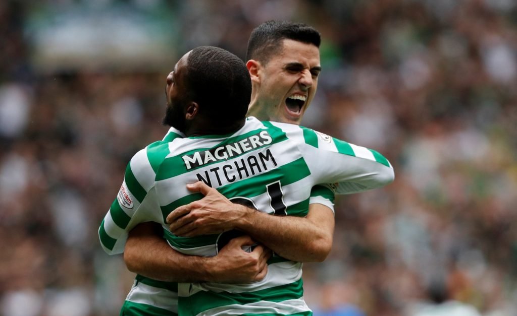 Tom Rogic celebrates a Celtic goal