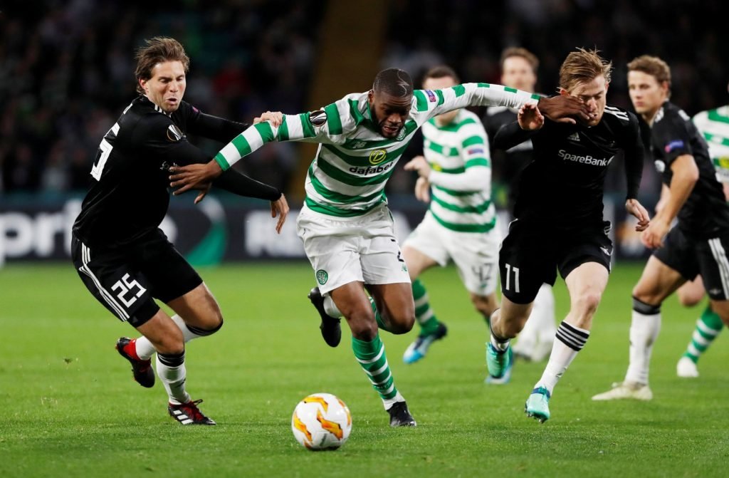 Celtic midfielder Olivier Ntcham in action against Rosenborg