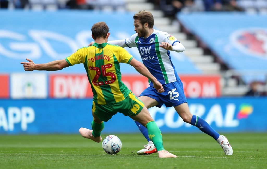 Nick Powell in action for Wigan Athletic