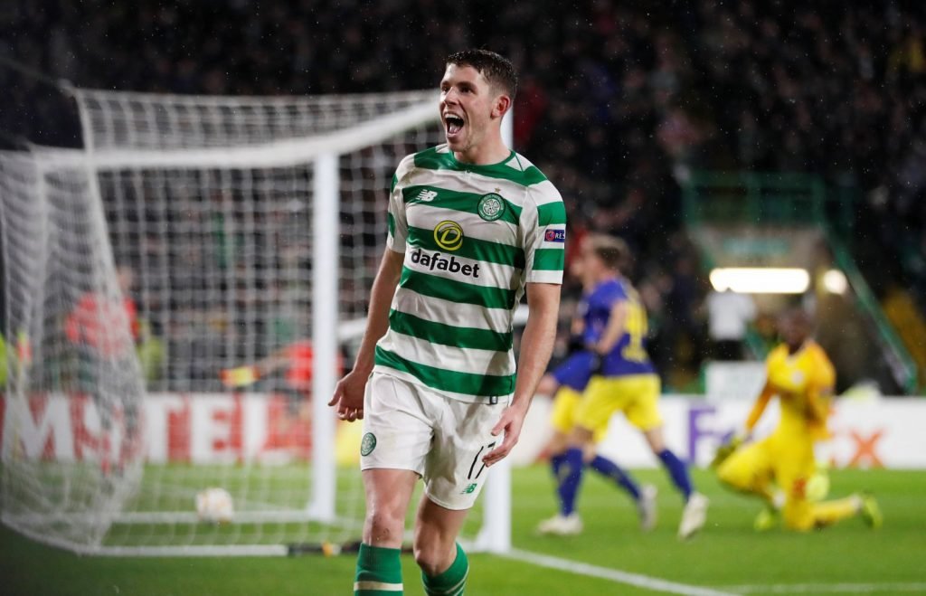 Ryan Christie celebrates a Celtic goal