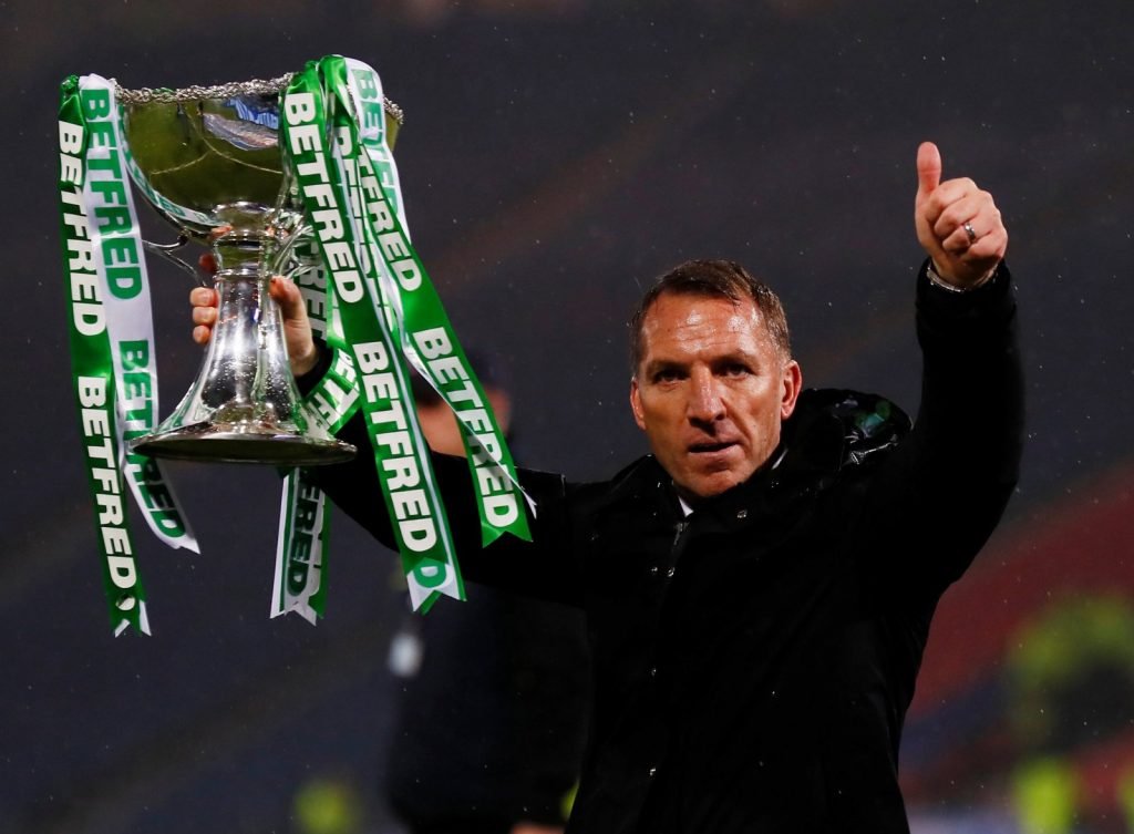 Brendan Rodgers celebrates Celtic's cup win