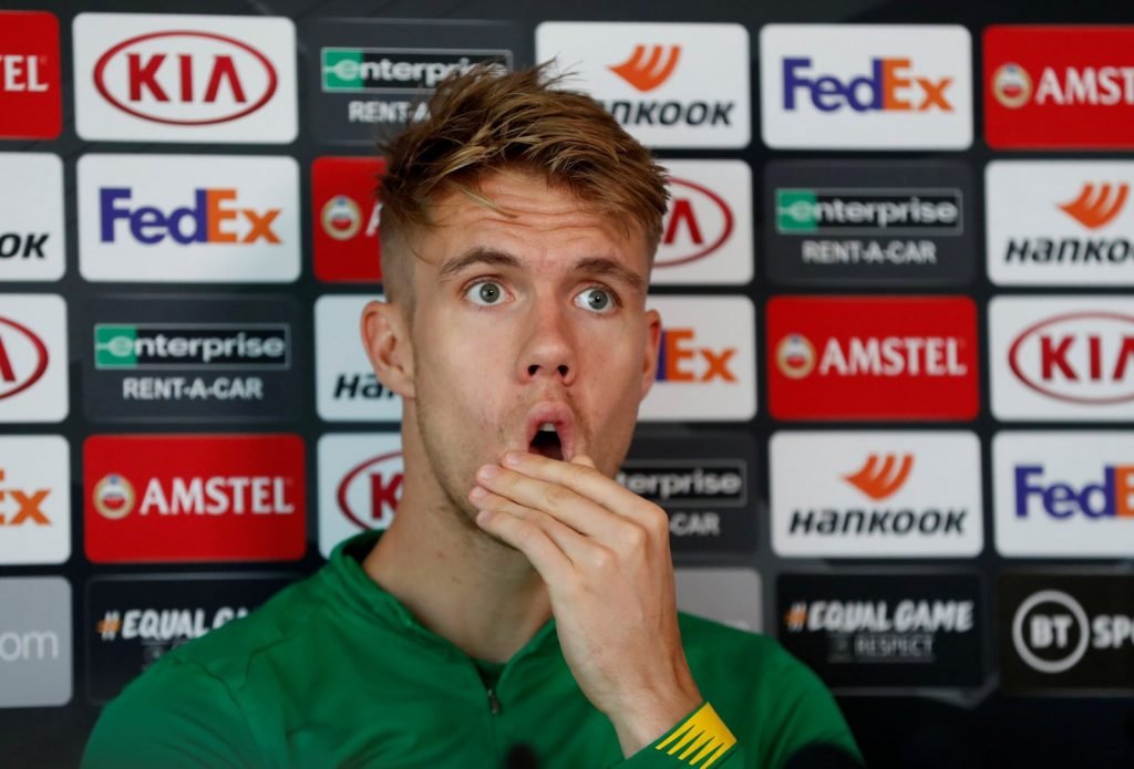 Celtic's Kristoffer Ajer during the press conference