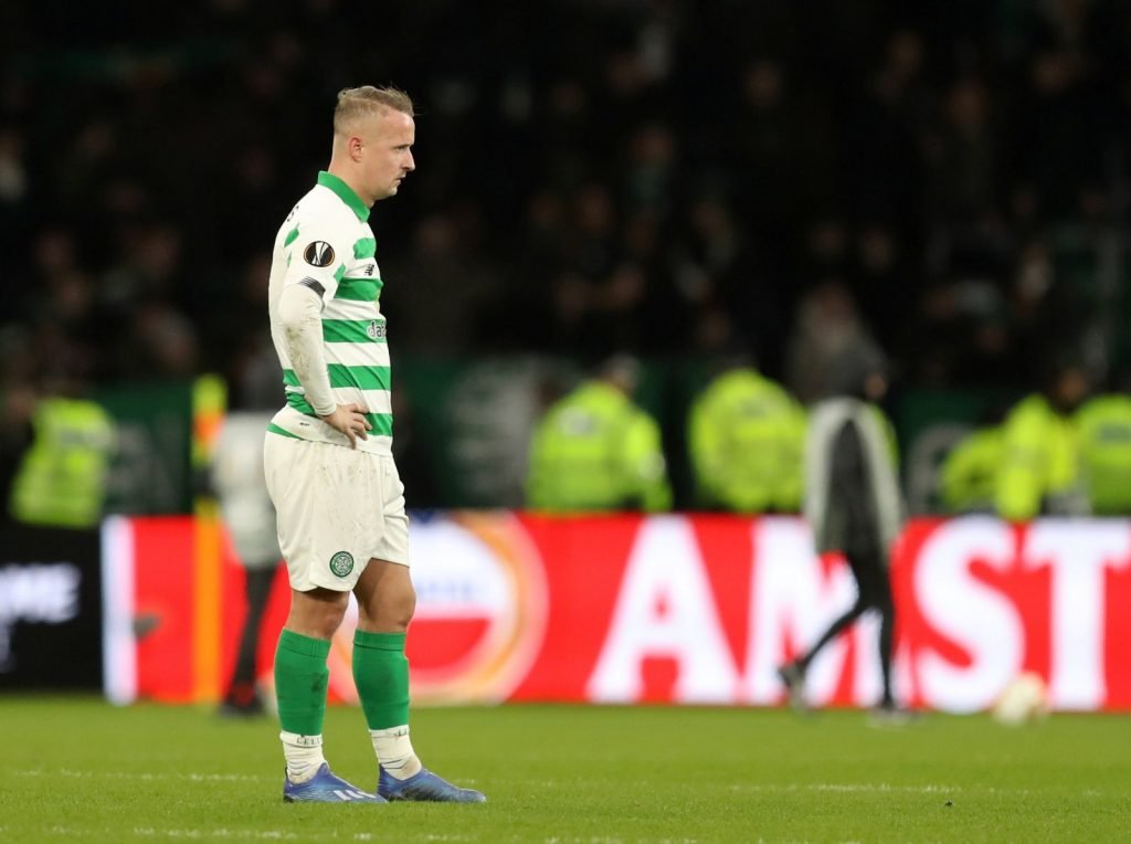 Celtic's Leigh Griffiths looks dejected at the end of the Europa League - Round of 32 Second Leg v FC Copenhagen