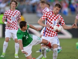 Borna Barisic in action for Croatia