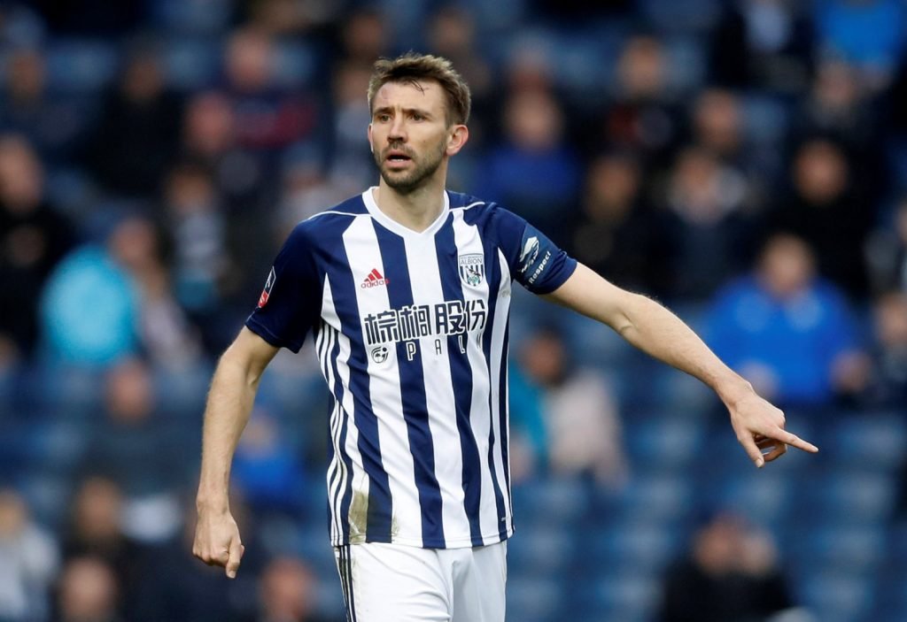 Gareth McAuley in action for West Bromwich Albion
