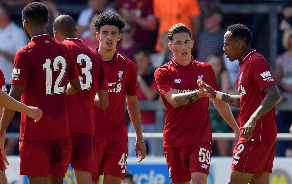 Harry Wilson celebrates scoring for Liverpool