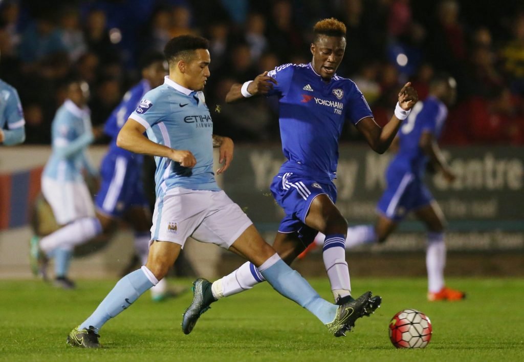 Kean Bryan in action for Manchester City's youth side