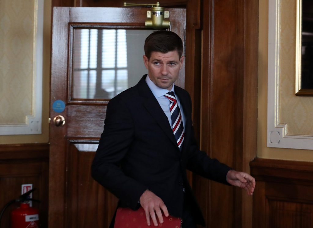 Steven Gerrard at a Rangers press conference