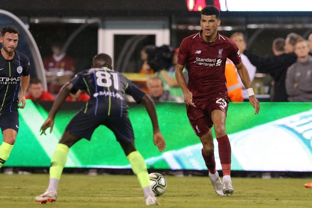Dominic Solanke in action for Liverpool
