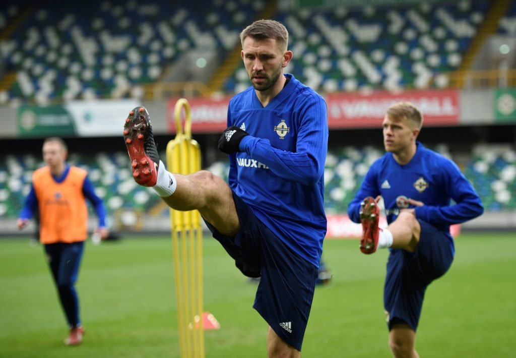 Gareth McAuley in training with Northern Ireland