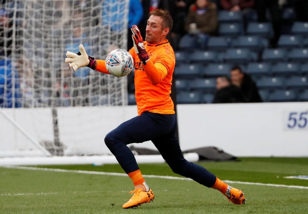 Rangers' Allan McGregor in action during the warmup - Scottish League Cup Semi Final - Rangers v Heart of Midlothian